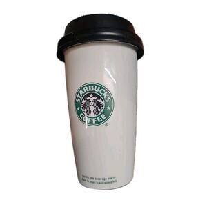 2009 Starbucks Coffee Old Logo Double Wall Ceramic Travel Cup Tumbler Mug 12 oz